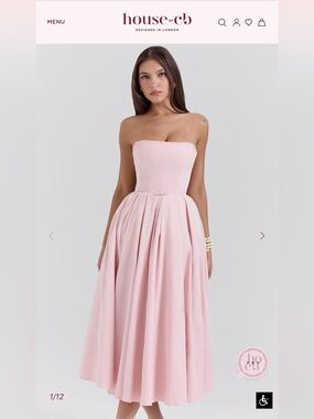 House of CB Contessa Parisian Pink Strapless Corset Midi Dress